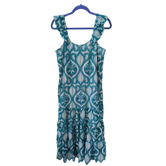 BTLF Embroidered Flutter Strap Midi Dress size S - Picture 2 of 6